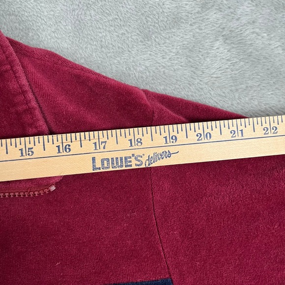 Vintage Pierre Cardin Velour Track Large Jacket Burgundy Stripe Made in USA '80s - Picture 9 of 11